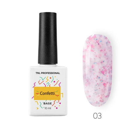TNL База молочная Confetti №3 с цветной поталью, 10 мл.