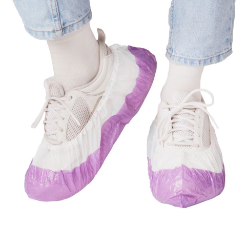 Бахилы п/э Премиум фиолетовые (с двойной подошвой) №50