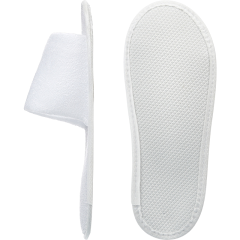 Тапочки махровые с открытым мысом на жесткой подошве ЭВА, белые, 1 пара