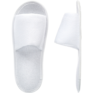 Тапочки махровые с открытым мысом на жесткой подошве ЭВА, белые, 1 пара