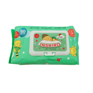INSHIRO Салфетки влажные детские Алоэ, 60 шт.