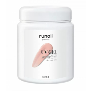 6304 RuNail Камуфлирующий УФ Гель для наращивания ногтей Нежный лепесток, 1000 гр.