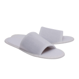 8724 Тапочки с открытым мысом на жесткой основе тканевые, белые, 1 пара