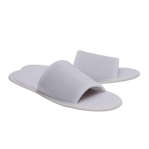 8724 Тапочки с открытым мысом на жесткой основе тканевые, белые, 1 пара