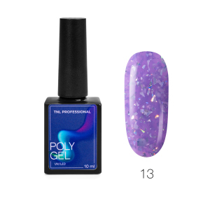 TNL Жидкий Poly Gel №13 - лиловый с голографической поталью, 10 мл.