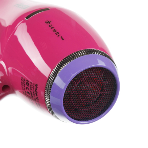 03-2010 Dewal Фен Fiesta, фуксия, 2600 Вт, 2 насадки+диффузор+2 фильтра