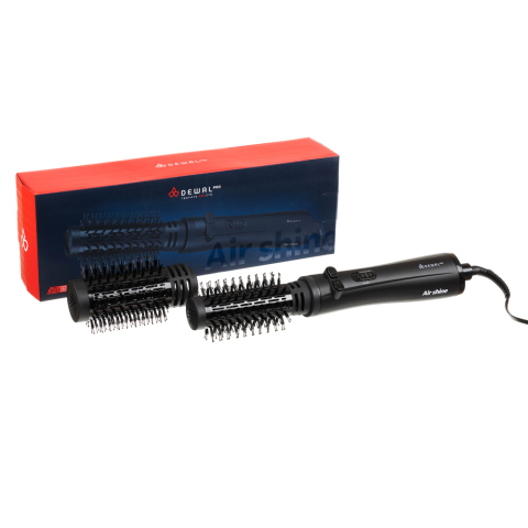 03-400А DEWAL Фен-щётка, черная, 1200 Вт, 2 насадки: 38 мм, 50 мм.