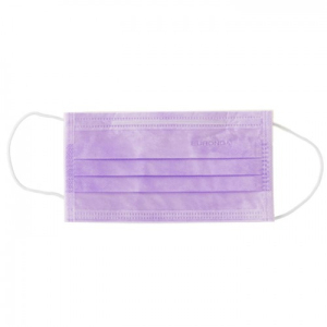 БИНОВИ Маска одноразовая 3-х слойная лиловая, 1/50 шт. пакет