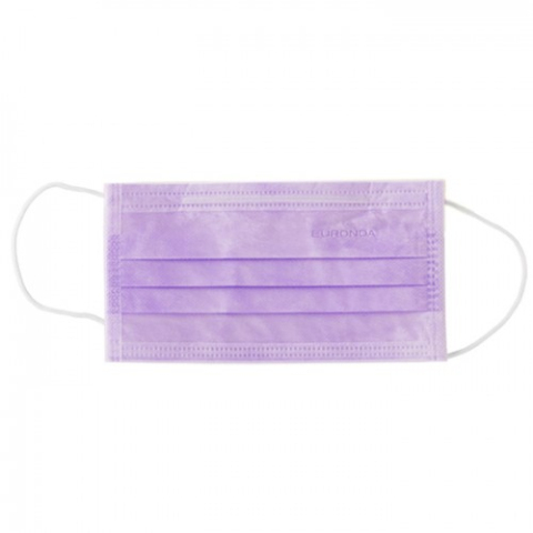 БИНОВИ Маска одноразовая 3-х слойная лиловая, 1/50 шт. пакет