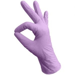 2330 БИНОВИ Перчатки нитриловые текстурированные на пальцах, S 50 пар, Сиреневые