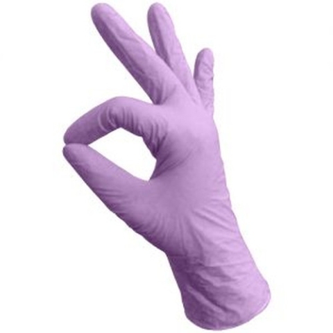 2330 БИНОВИ Перчатки нитриловые текстурированные на пальцах, S 50 пар, Сиреневые