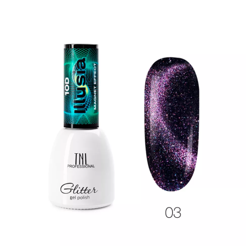 TNL Illusia Гель-лак Кошачий глаз №03 - голубой аметистовый 10D, 7 мл.