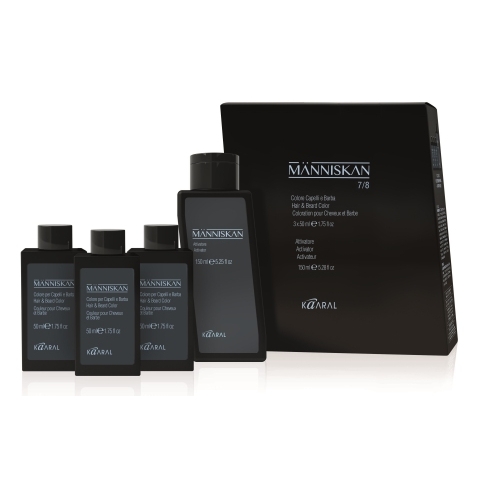 Kaaral Краска для волос и бороды 4/5 средне-коричневый, 3*50 мл. + Активатор 150 мл.