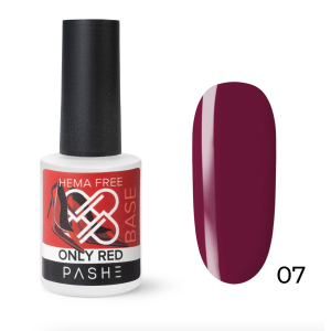 PASHE База цветная Only Red каучуковая жесткая №07, 9 мл.