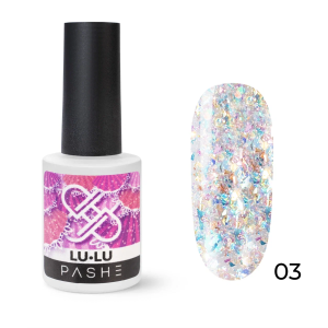 PASHE Гель-лак LU LU с голографическим глиттером №03 - золото короля, 9 мл.