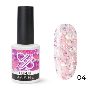 PASHE Гель-лак LU LU с голографическим глиттером №04 - хрустальная роза, 9 мл.