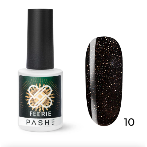 PASHE Гель-лак Feerie светоотражающий №10 - сияющий черный, 9 мл.
