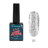 TNL Гель-лак Слово Мастера с глиттером №01 - седая ночь, 10 мл.