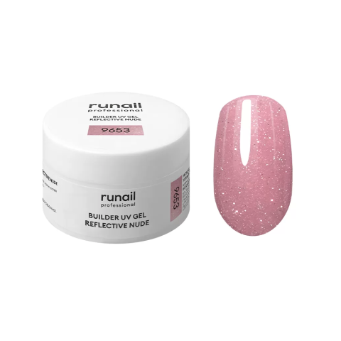 9653 RuNail Моделирующий УФ-гель Builder UV Gel Reflective Nude, 15 гр.
