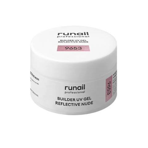 9653 RuNail Моделирующий УФ-гель Builder UV Gel Reflective Nude, 15 гр.