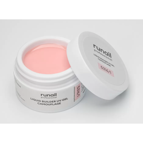 5316/1 RuNail Камуфлирующий Жидкий УФ Гель Розовая карамель, 15 мл. банка