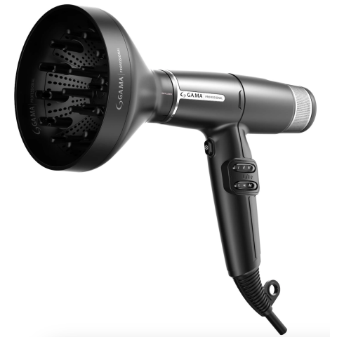 Фен GA.MA IQ LITE MAX чёрный 1700 Вт 85 000 об/мин 2 насадки, 343 гр.