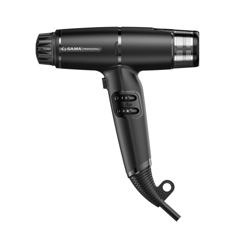 Фен GA.MA IQ LITE MAX чёрный 1700 Вт 85 000 об/мин 2 насадки, 343 гр.