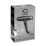 Фен GA.MA IQ LITE MAX чёрный 1700 Вт 85 000 об/мин 2 насадки, 343 гр.