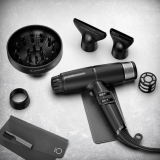 Фен GA.MA IQ LITE MAX чёрный 1700 Вт 85 000 об/мин 2 насадки, 343 гр.