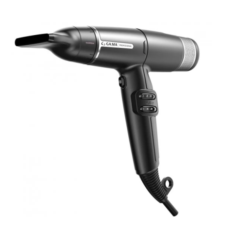 Фен GA.MA IQ LITE MAX чёрный 1700 Вт 85 000 об/мин 2 насадки, 343 гр.