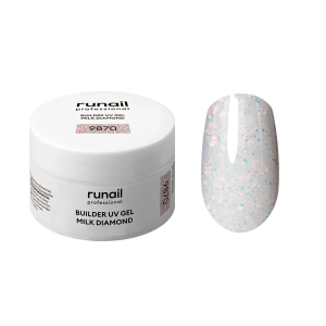 9870 RuNail Моделирующий светоотражающий УФ Builder гель MILK DIAMOND, 15 гр. 