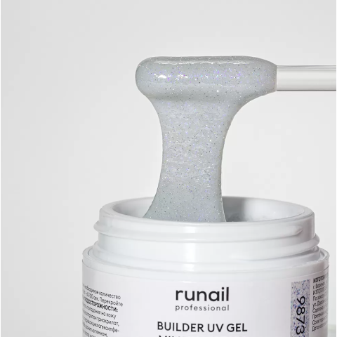 9873 RuNail Моделирующий светоотражающий УФ Builder гель MILK DIAMOND, 15 гр.