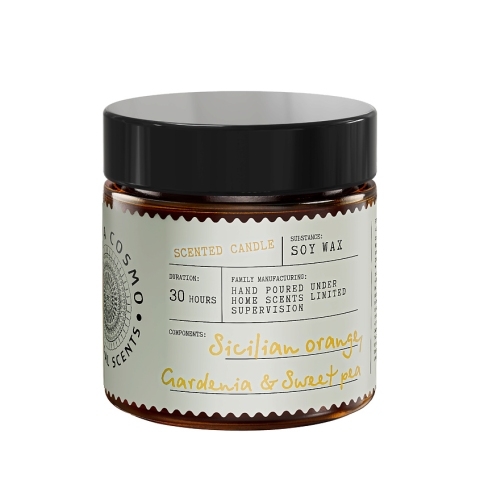 Свеча ароматическая Апельсин гардения и душистый горошек в стекле, 88 гр.