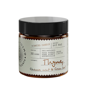 Свеча ароматическая Чабрец, китайская мята и зеленый лист в стекле, 88 гр.