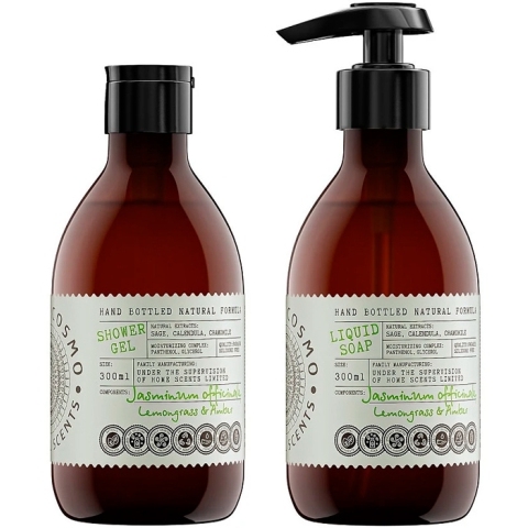 Набор парфюмированный Жасмин лемонграсс и амбра (Гель для душа 300 мл. + Мыло для рук 300 мл.)