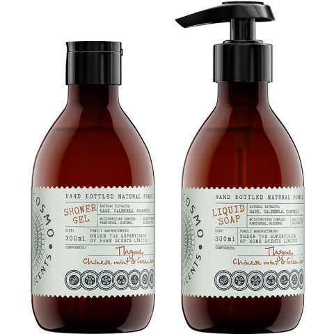 Набор парфюмированный Чабрец китайская мята и зеленый лист (Гель для душа 300 мл. + Мыло для рук 300 мл.)