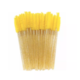 Щёточки для ресниц нейлоновые с блестками желтые, 10 шт./упак.