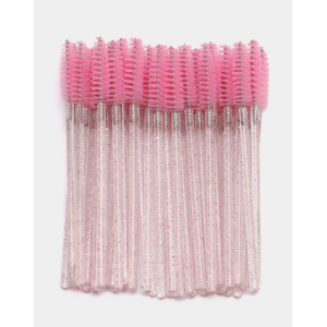 Щёточки для ресниц нейлоновые с блестками розовые, 10 шт./упак.