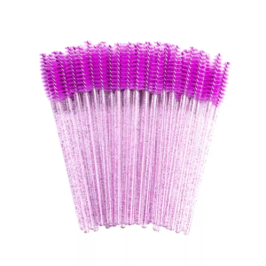 Щёточки для ресниц нейлоновые с блестками фиолетовые, 10 шт./упак.