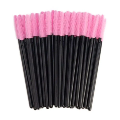 Щёточки для ресниц резиновые асимметричные розовые, 10 шт./упак.