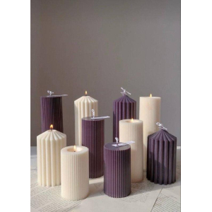 Свеча пеньковая рифленая 5 см/15 см, бордовый