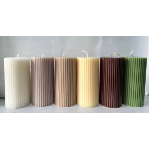 Свеча пеньковая рифленая 5 см/20 см бежевый