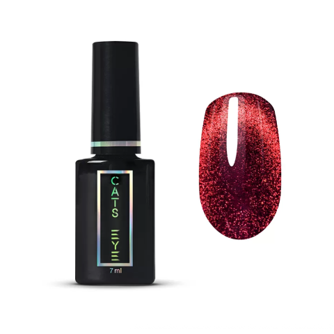 9913 RuNail Гель-лак RED Cat's eye, 7 мл.