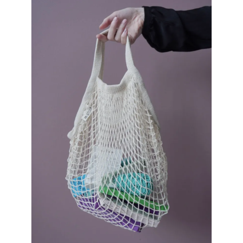 0119 Авоська с короткой ручкой, бежевая