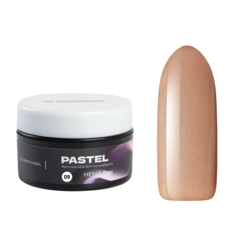 TNL Гель для наращивания Pastel жесткий №9 бархатное какао с шиммером, 18 мл.