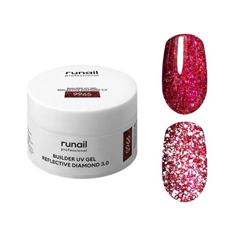 9965 RuNail Моделирующий УФ-гель светоотражающий BUILDER UV GEL REFLECTIVE DIAMOND 3.0, 15 гр.