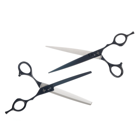  SET ВS8-7 Набор из двух ножниц парикмахерских 7" черные в чехле