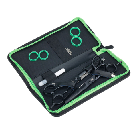  SET ВS8-7 Набор из двух ножниц парикмахерских 7" черные в чехле