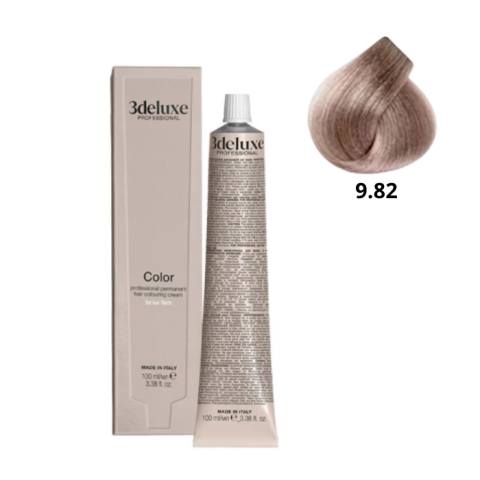 3DELUXE Крем-краска 9.82 очень светлый блондин коричнево-перламутровый, 100 мл.