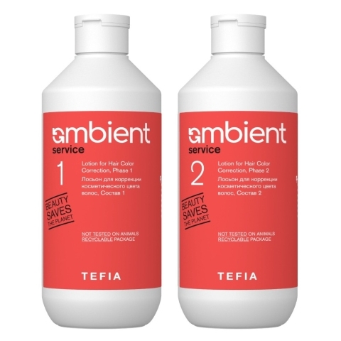 TEFIA AMB Service Лосьон для коррекции цвета волос, Состав 1 и 2 (500 мл. + 500 мл.)